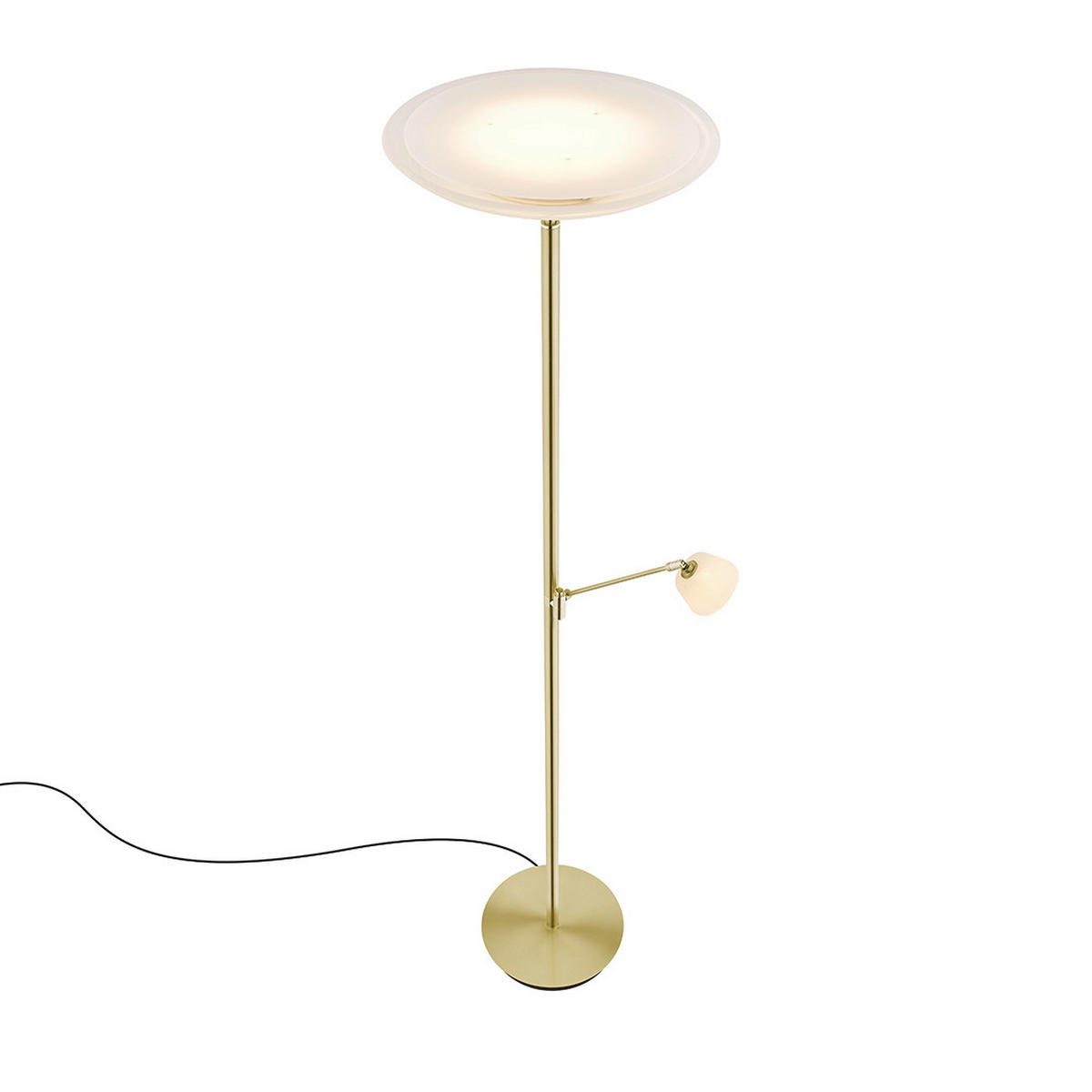 LED-STEHLEUCHTE Ferdi 43/180 cm  - Messingfarben/Alabasterfarben, MODERN, Glas/Metall (43/180cm) - Hell