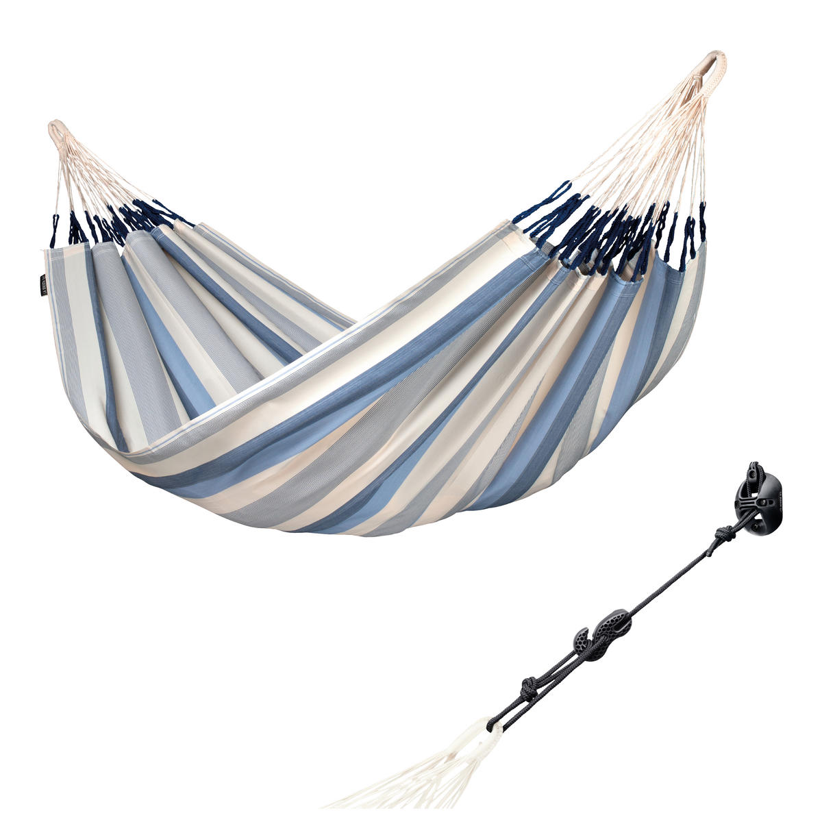 HÄNGEMATTE double outdoor  - Blau/Weiß, KONVENTIONELL, Textil (160/350cm) - La Siesta