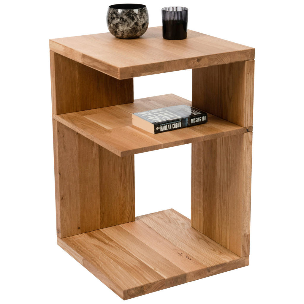 Thumbnail - Xxxl Beistelltisch, Wildeiche, Holz, Wildeiche, massiv, rechteckig, Bodenplatte, 40x60x40 cm, offenes Fach, Wohnzimmer, ...