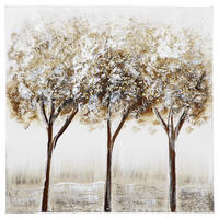 ÖLGEMÄLDE Bäume Weiß, Goldfarben, Hellgrau 30/30 cm  - Goldfarben/Hellgrau, Design, Holz/Kunststoff (30/30cm) - Monee