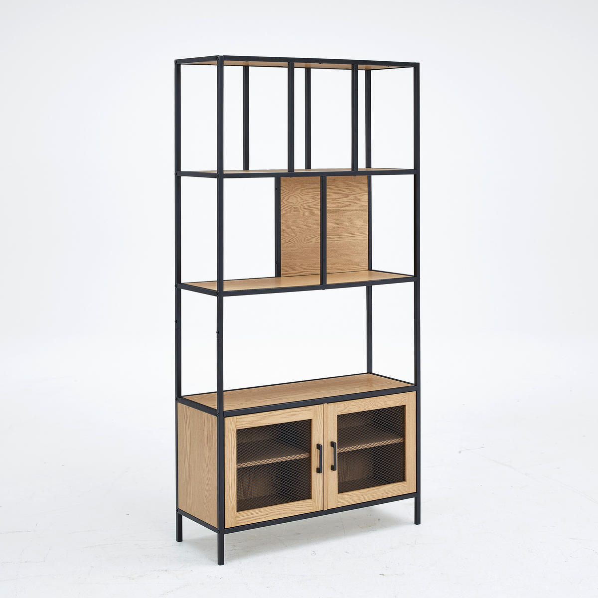 REGAL Naturfarben, Schwarz  - Schwarz/Naturfarben, MODERN, Holzwerkstoff/Metall (90/180/33.5cm) - PBJ