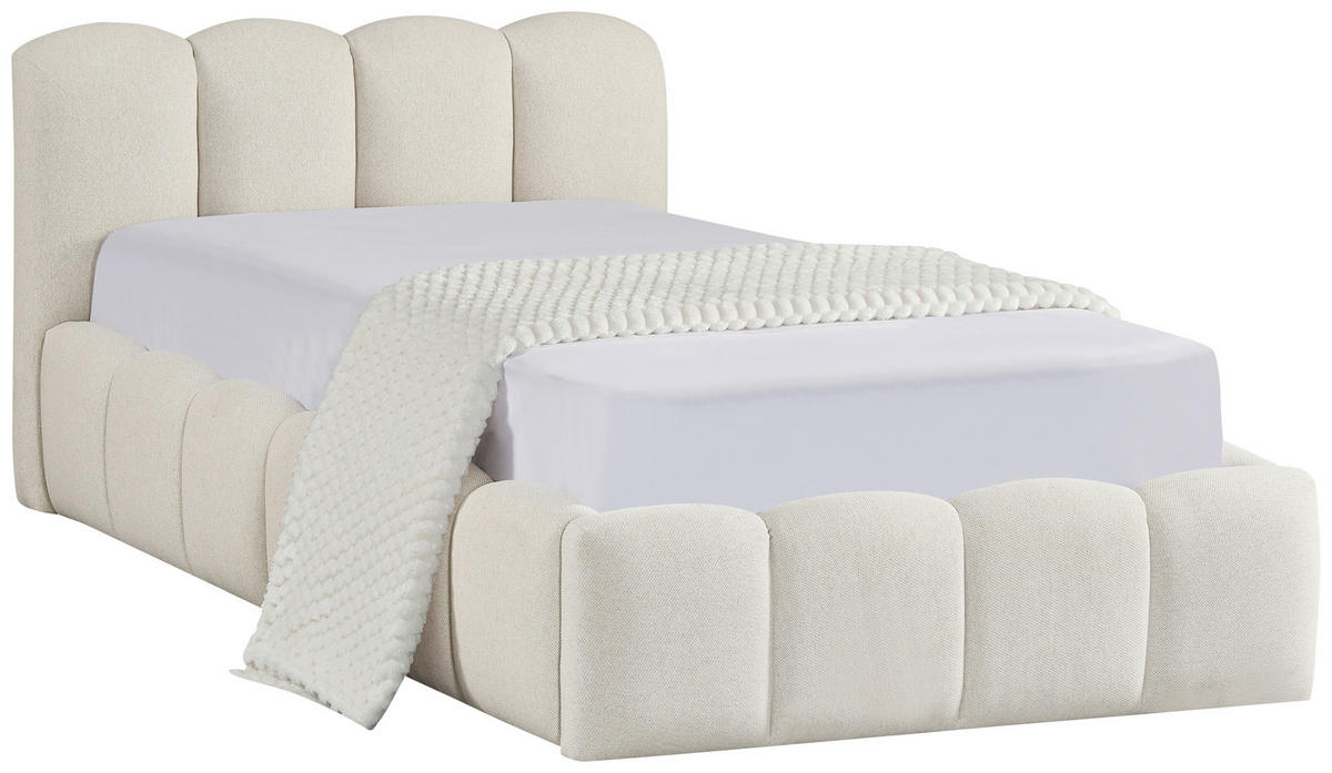 POLSTERBETT 90/200 cm  Creme  - Creme/Schwarz, Modern, Holz/Kunststoff (90/200cm) - Livetastic