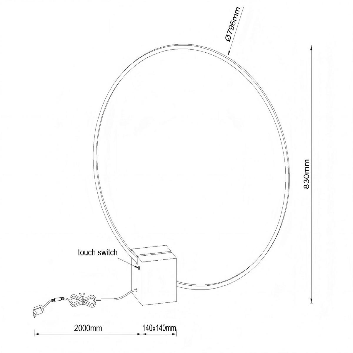 LED-STEHLEUCHTE CIRKELIS 80/14/83 cm   - Schwarz, KONVENTIONELL, Metall (80/14/83cm) - Lucide