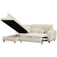 ECKSOFA inkl. Funktionen Weiß Samt  - Weiß, Natur, Holz/Textil (206/261cm) - Venda