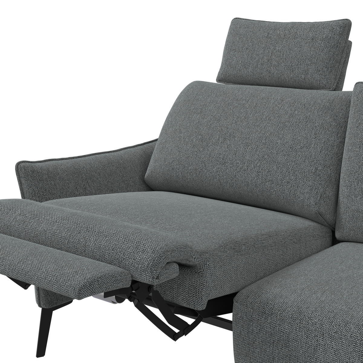 3-SITZER-SOFA Chenille Dunkelgrau  - Dunkelgrau/Schwarz, Konventionell, Textil/Metall (184/90/92cm) - Elegando