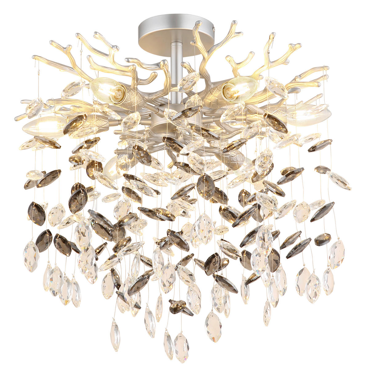 DECKENLEUCHTE Queena 50/54 cm  - Klar/Silberfarben, Design, Glas/Metall (50/54cm) - Globo