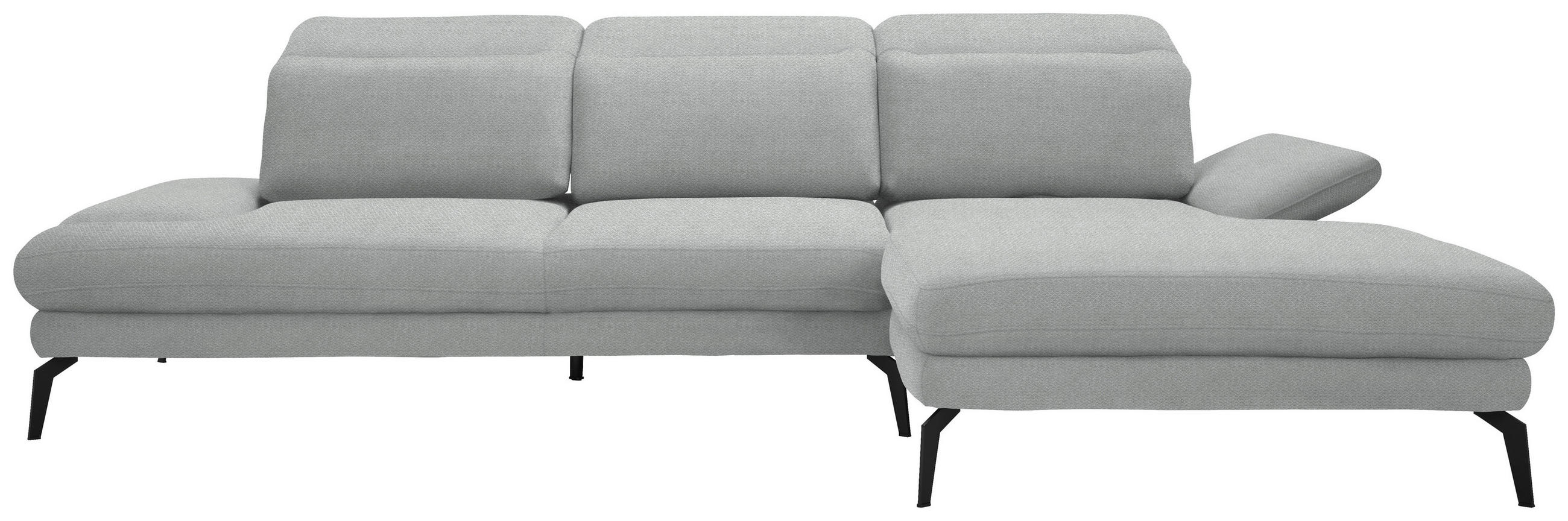 ECKSOFA in Chenille Hellgrau  - Hellgrau/Schwarz, Design, Textil/Metall (289/180cm) - Stylife