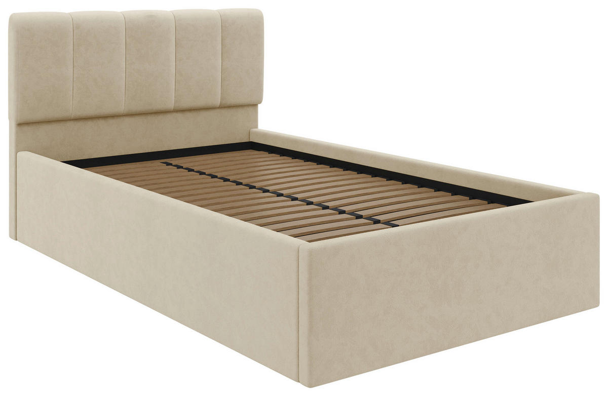 POLSTERBETT 120/200 cm  in Creme  - Creme/Schwarz, Design, Holz/Kunststoff (120/200cm) - Stylife