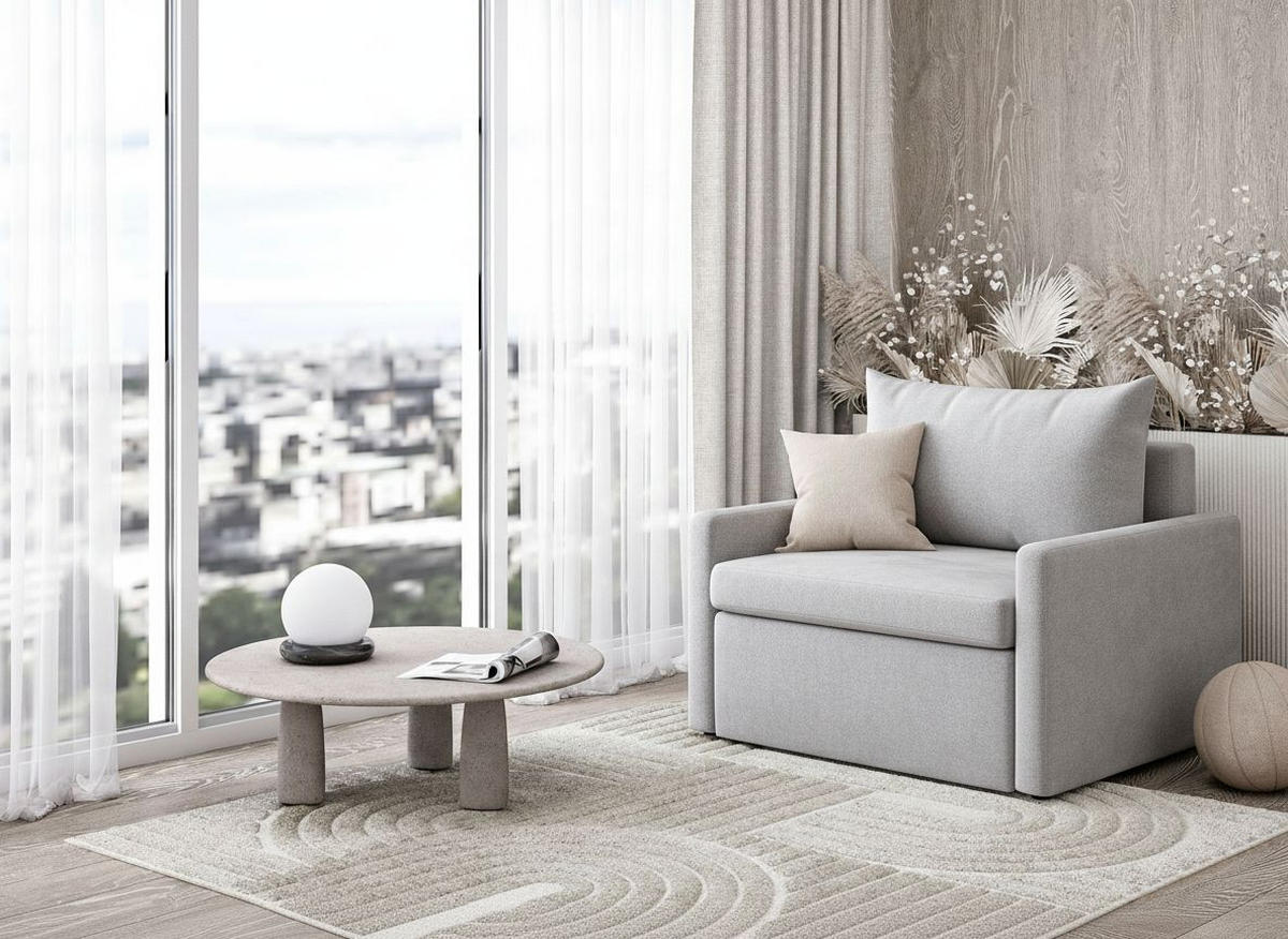 SCHLAFSESSEL COLOGNE Flachgewebe Grau Liegefunktion, gepolsterte Armlehnen Stauraum, Rückenkissen  - Schwarz/Grau, Design, Kunststoff/Textil (92/89/103cm) - MID.YOU