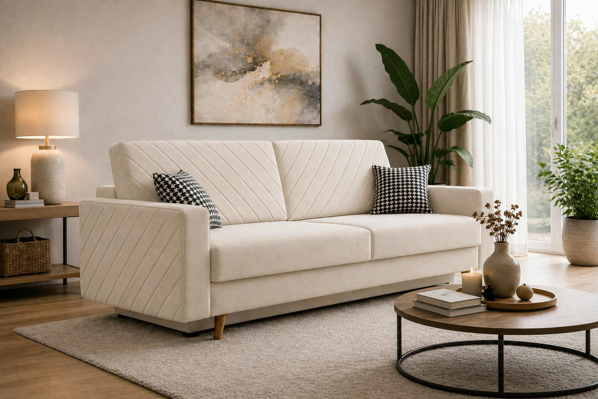 SCHLAFSOFA Beige  - Beige/Schwarz, Design, Holz/Kunststoff (230/96/97cm) - MID.YOU
