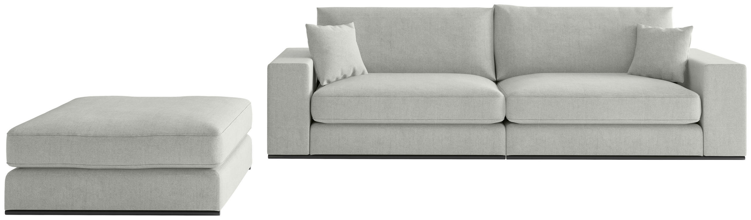 SITZGARNITUR ALBRETA Webstoff Grau  - Schwarz/Grau, Design, Holz/Textil (278/85/103cm) - Livetastic