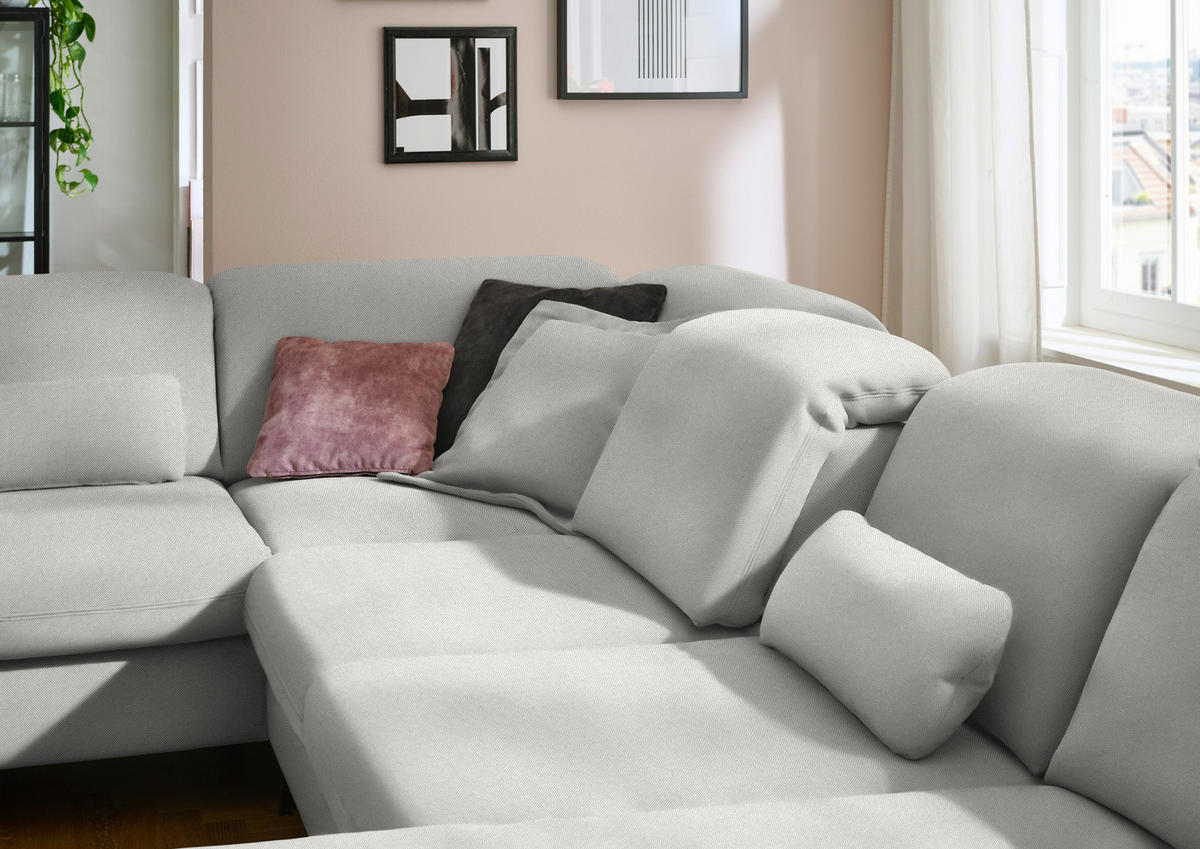 WOHNLANDSCHAFT Chenille Cappuccino  - Schwarz/Cappuccino, Design, Textil/Metall (255/364/198cm) - Beldomo Style