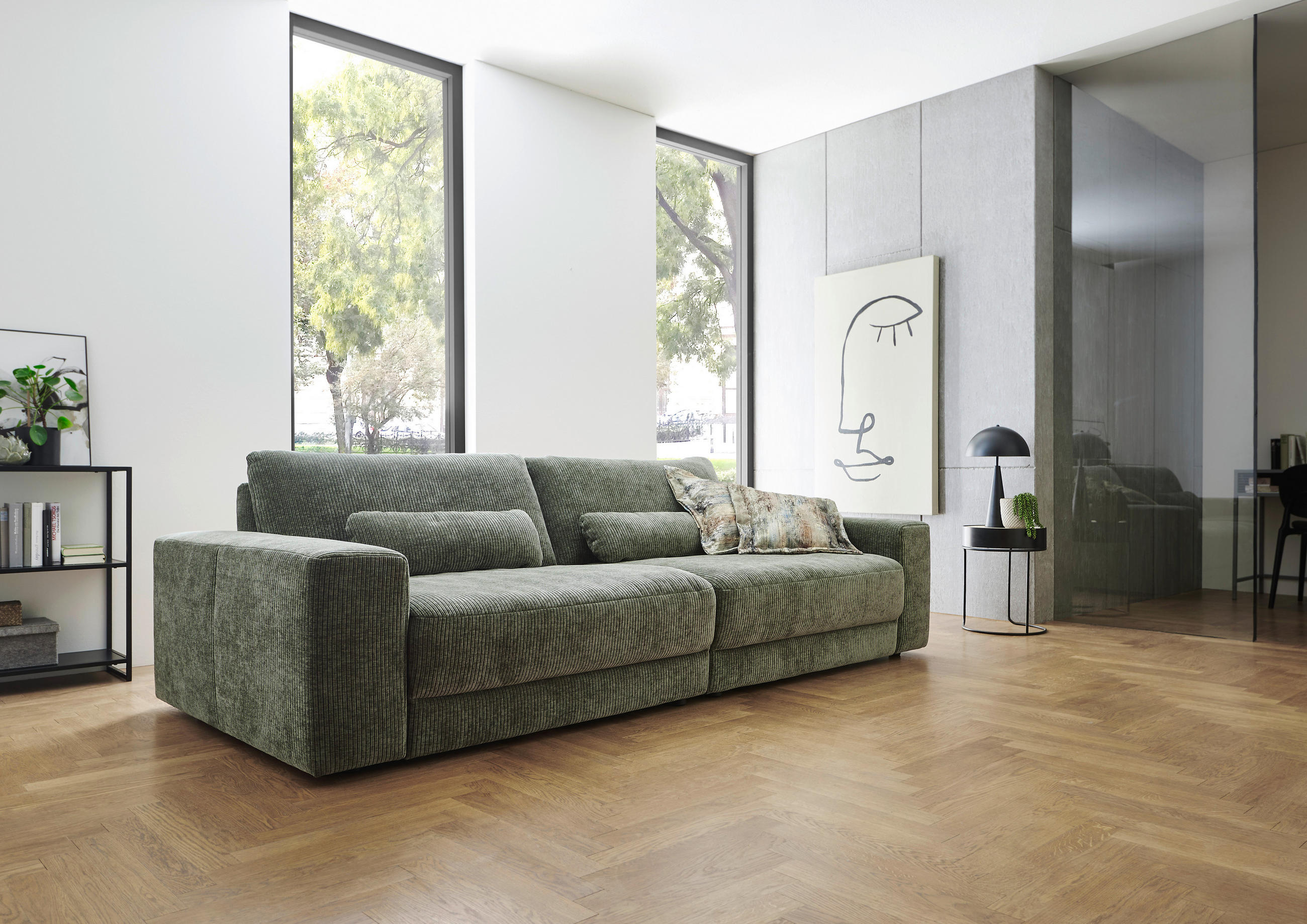 POHOVKA BIG SOFA, textil, tmavě zelená - černá/tmavě zelená, Design, textil/plast (270/83/125cm) - Landscape