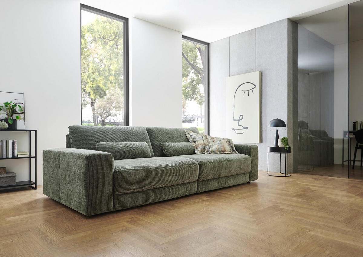 BIGSOFA in Chenille, Jacquard Dunkelgrün  - Dunkelgrün/Schwarz, Design, Kunststoff/Textil (270/83/125cm) - Niels Andersson
