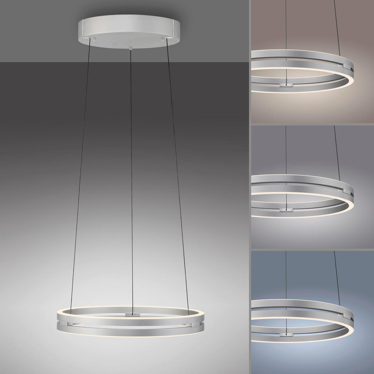 LED-PENDELLEUCHTE Pure E-Loop 50/50/350 cm   - Grau, Design, Metall (50/50/350cm) - Neuhaus PURE