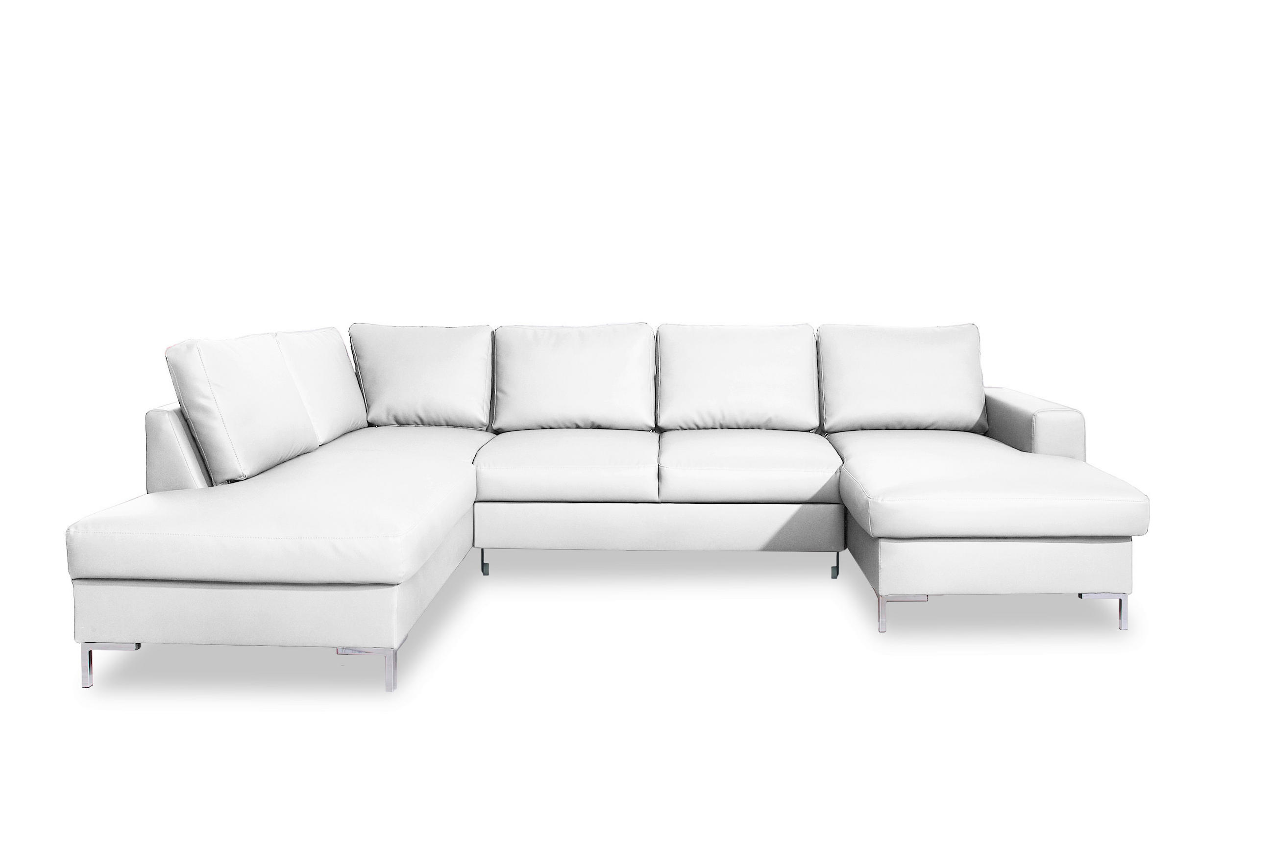 SOFFA i läderimitation vit  - vit/silver, Design, metall/läder (197/303/148cm) - MID.YOU