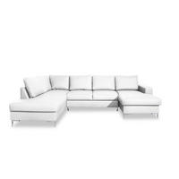 WOHNLANDSCHAFT in Lederlook Weiss  - Weiss/Silberfarben, Design, Leder/Metall (197/303/148cm) - MID.YOU