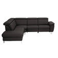 ECKSOFA in Echtleder Dunkelbraun 239/271 cm - Dunkelbraun/Alufarben, Design, Leder/Metall (239/271cm) - Cantus