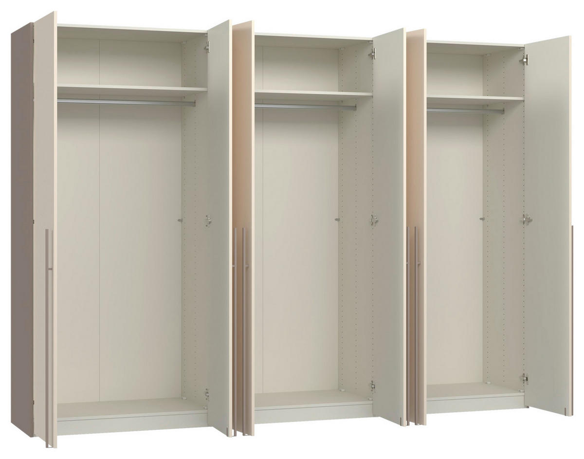 DREHTÜRENSCHRANK 303/220/59 cm,  in Kaschmir, Hellbraun, 6-türig  - Hellbraun/Kaschmir, Design, Holzwerkstoff/Metall (303/220/59cm) - Jutzler