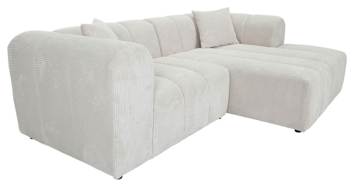 ECKSOFA Naturfarben Cord Zierkissen, Rücken echt  - Schwarz/Naturfarben, KONVENTIONELL, Kunststoff/Textil (250/162cm) - Carryhome