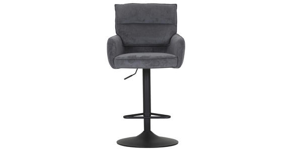 BARHOCKER Cord Anthrazit Stoffauswahl, Sitzfläche 360° drehbar  - Anthrazit/Schwarz, Design, Textil/Metall (54/98-120/58cm) - Novel