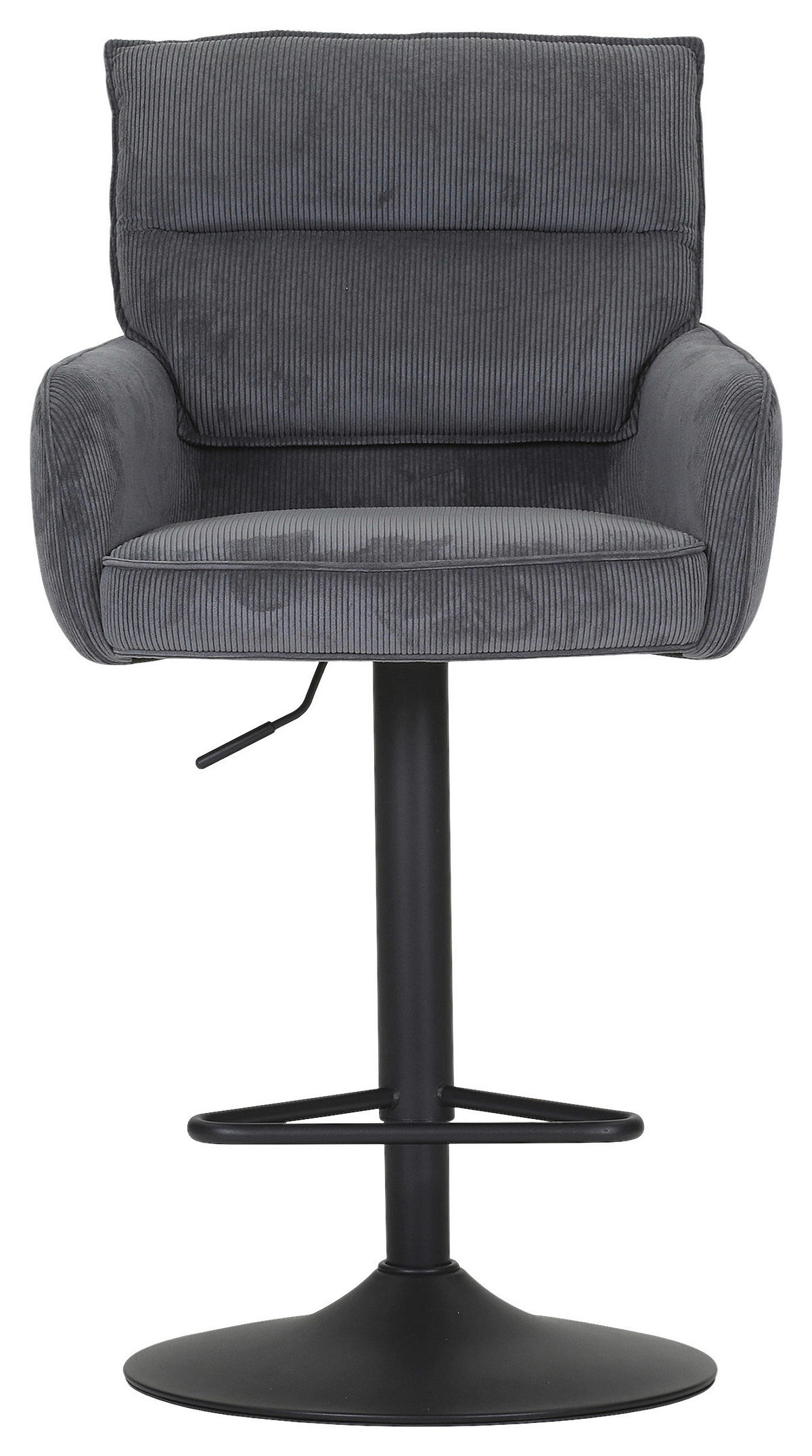 BARHOCKER Cord Anthrazit Stoffauswahl, Sitzfläche 360° drehbar  - Anthrazit/Schwarz, Design, Textil/Metall (54/98-120/58cm) - Novel