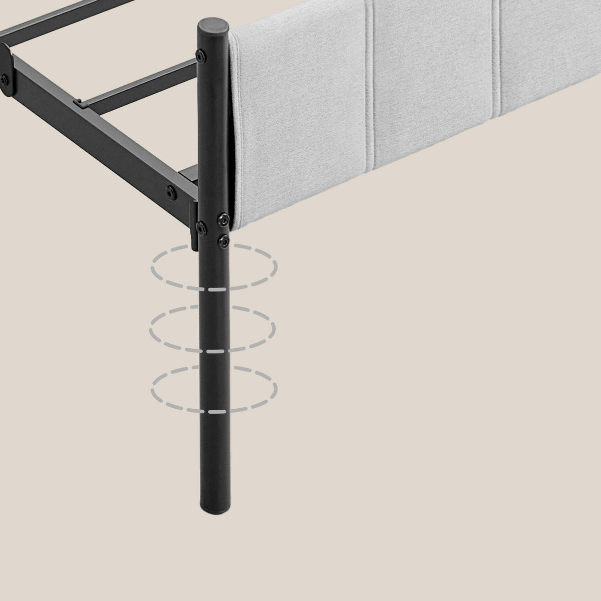 BETT 160/200 cm,  in Grau, Schwarz,  - Schwarz/Grau, Basics, Textil/Metall (160/200cm) - Boxxx