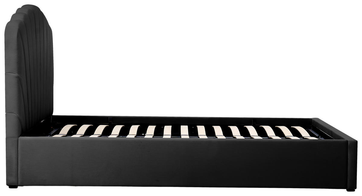 POLSTERBETT Lattenrost, Bettkasten 180/200 cm  in Schwarz  - Schwarz/Naturfarben, Trend, Holz/Kunststoff (180/200cm) - Ambia Home