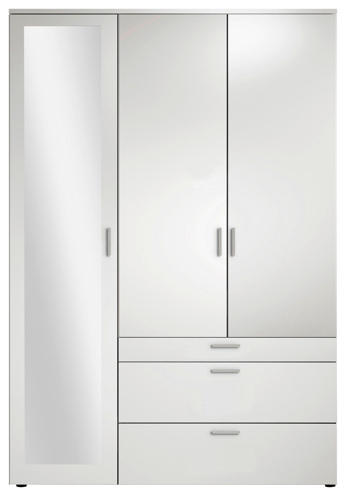 DREHTÜRENSCHRANK  in Weiß  - Alufarben/Weiß, MODERN, Glas/Holzwerkstoff (135/195/56cm) - Livetastic