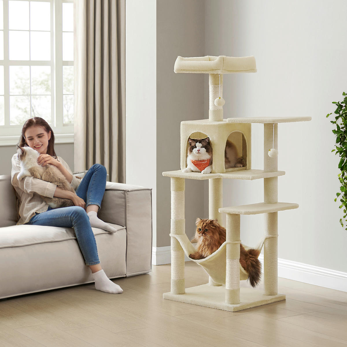 KRATZBAUM - Greige, Trend, Papier/Holzwerkstoff (49/135/49cm) - Boxxx