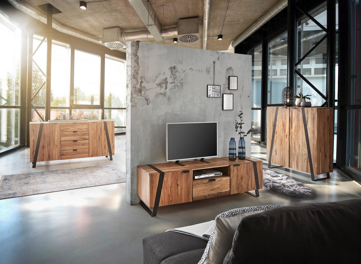 SIDEBOARD  in 172,8/90,6/43 cm  - Eichefarben/Schwarz, Trend, Holz/Metall (172,8/90,6/43cm) - Landscape