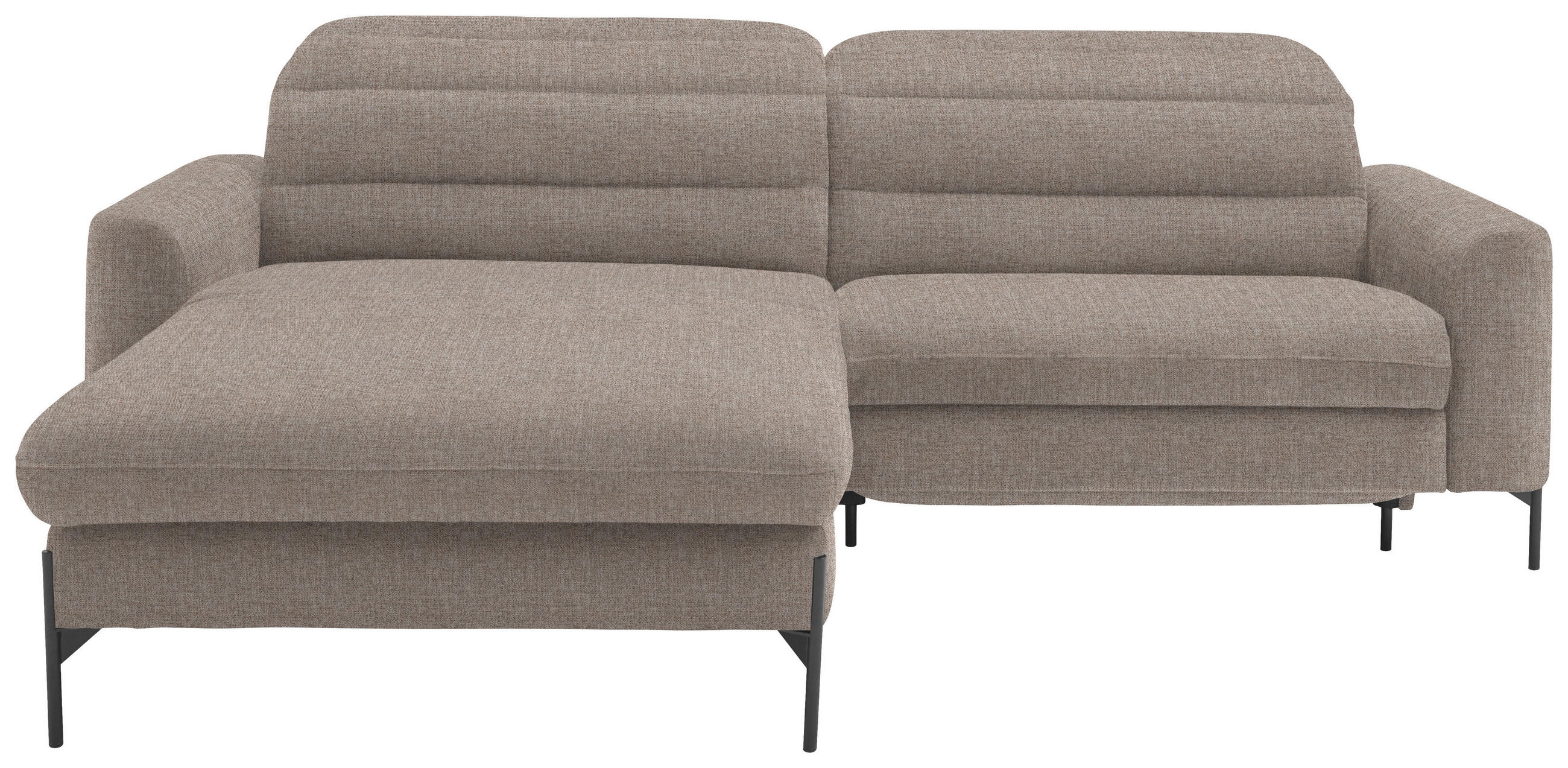 ECKSOFA in Flachgewebe Hellbraun  191/252 cm  - Hellbraun/Schwarz, Design, Textil/Metall (191/252cm) - Dieter Knoll