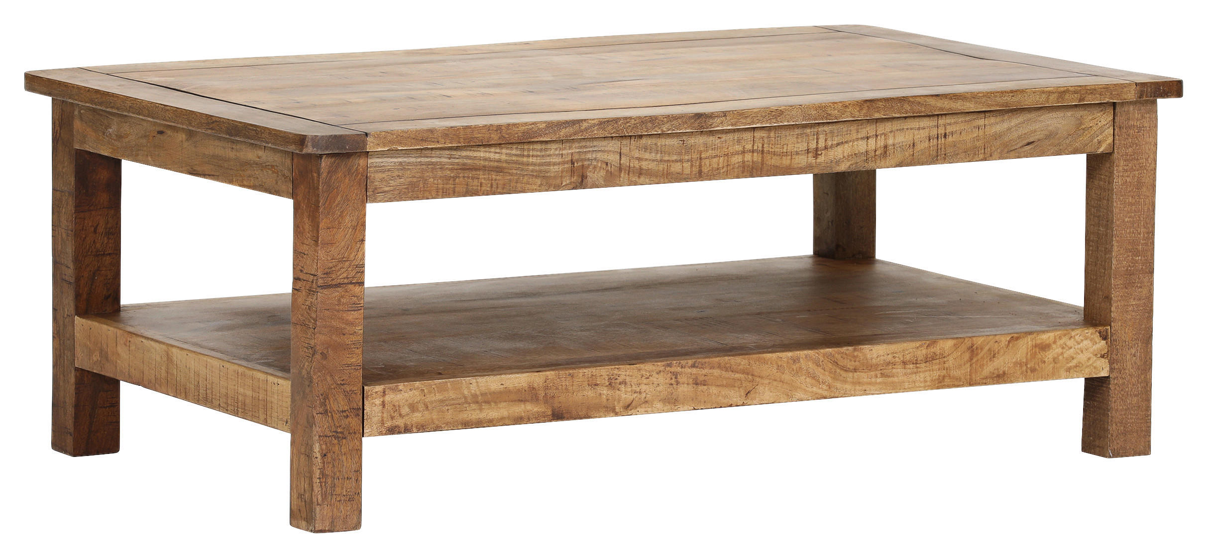 COUCHTISCH Mangoholz massiv 115/70/45 cm rechteckig Naturfarben, Schwarz  - Schwarz/Naturfarben, KONVENTIONELL, Holz/Metall (115/70/45cm) - Landscape