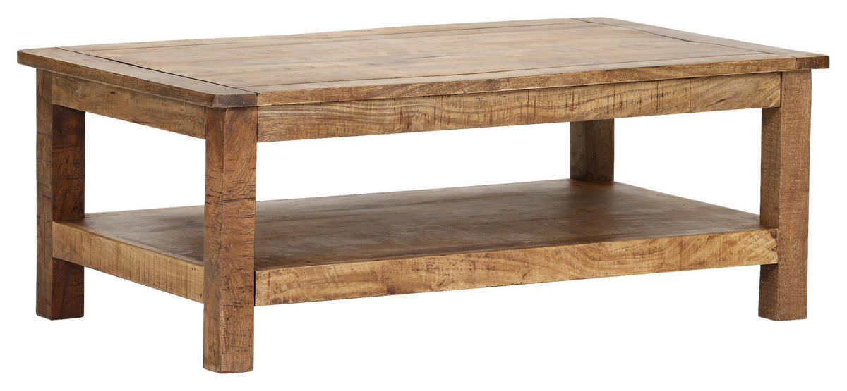 COUCHTISCH Mangoholz massiv 115/70/45 cm rechteckig Naturfarben, Schwarz  - Schwarz/Naturfarben, KONVENTIONELL, Holz/Metall (115/70/45cm) - Landscape