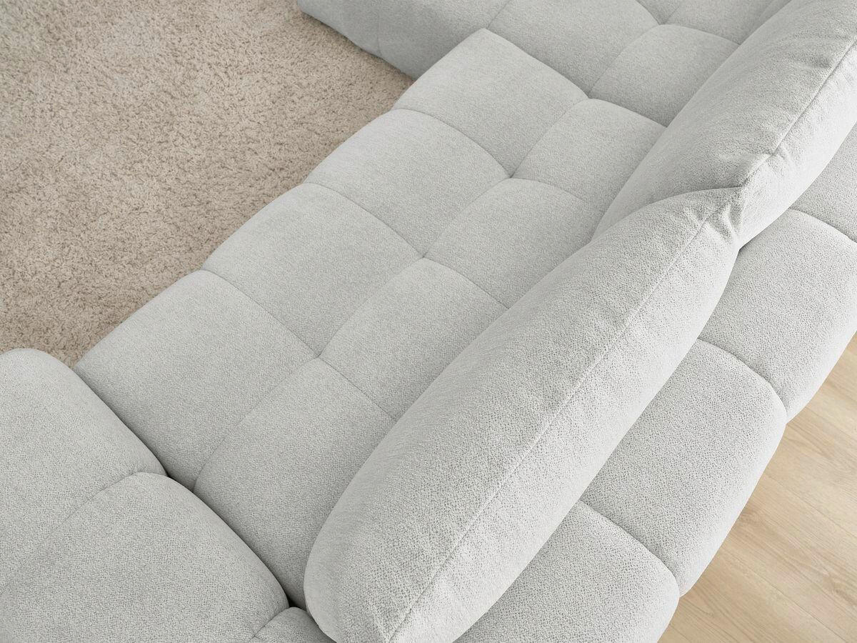 ECKSCHLAFSOFA EVEREST  mit Rücken echt, Armteil links, Armteil rechts Flachgewebe Hellgrau  - Hellgrau/Schwarz, MODERN, Kunststoff/Textil (180/318cm) - Livetastic