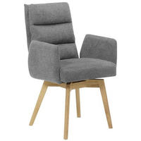 ARMLEHNSTUHL  in Webstoff  - Eichefarben/Dunkelgrau, Basics, Holz/Textil (60/92/65cm) - MID.YOU
