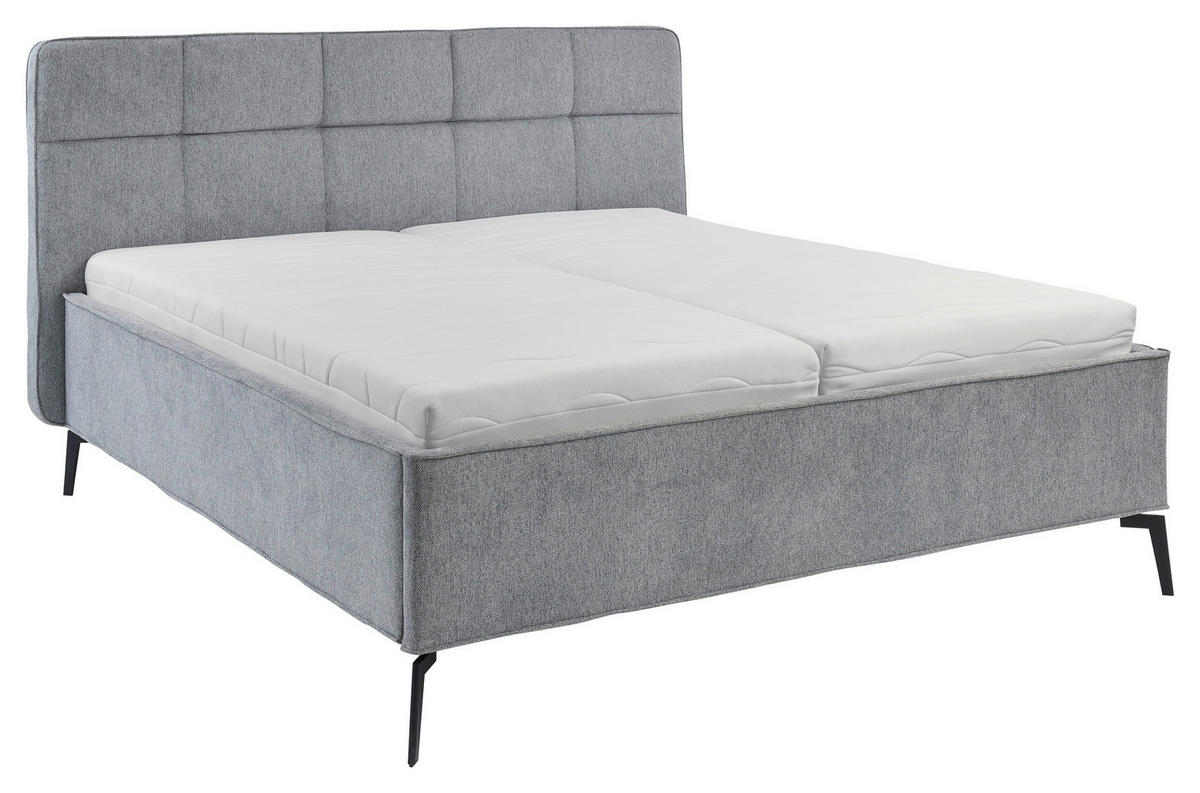 POLSTERBETT gepolstertes Kopfteil, motorische Verstellbarkeit, Fernbedienung, Lattenroste 180/200 cm  in Grau  - Birkefarben/Graphitfarben, KONVENTIONELL, Holz/Textil (180/200cm) - Musterring