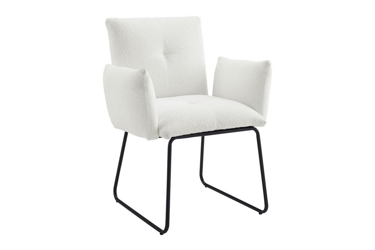ARMLEHNSTUHL  in Bouclé  - Schwarz/Weiß, MODERN, Textil/Metall (73,5/87/64,5cm) - Livetastic