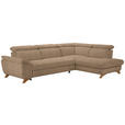 ECKSOFA in Bouclé Hellbraun  - Hellbraun/Eichefarben, MODERN, Holz/Textil (287/212cm) - Valnatura