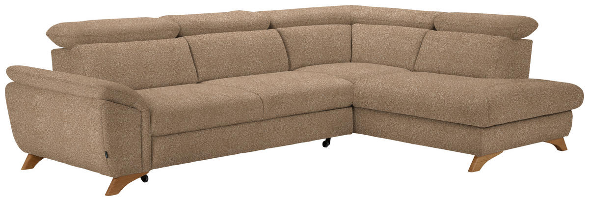 ECKSOFA in Bouclé Hellbraun  - Hellbraun/Eichefarben, Modern, Holz/Textil (287/212cm) - Valnatura