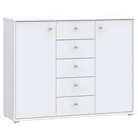 KOMMODE , 108,8/85,5/34,8 cm, 5 Schublade(n)  - Alufarben/Weiß, Design, Holzwerkstoff (108,8/85,5/34,8cm)