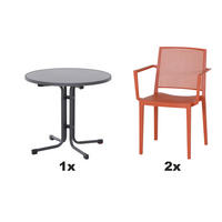 GARTENGARNITUR 3-teilig Stahl  - Anthrazit/Rot, Basics, Kunststoff/Metall (80/80/80cm) - Siena Garden