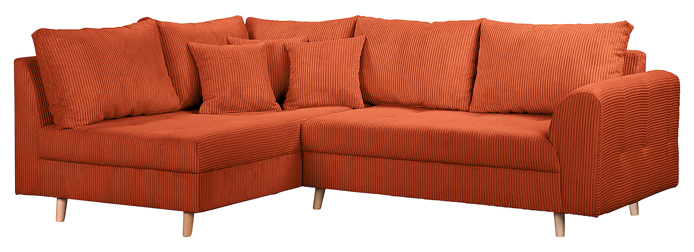 ECKSOFA Cord Rostfarben  - Rostfarben/Naturfarben, Design, Holz/Textil (161/231cm) - P & B