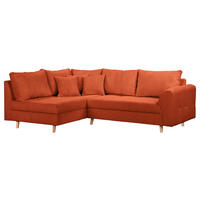 ECKSOFA Ariella in Cord Rostfarben Rückenkissen  161/231 cm  - Rostfarben/Naturfarben, Design, Holz/Textil (161/231cm) - P & B
