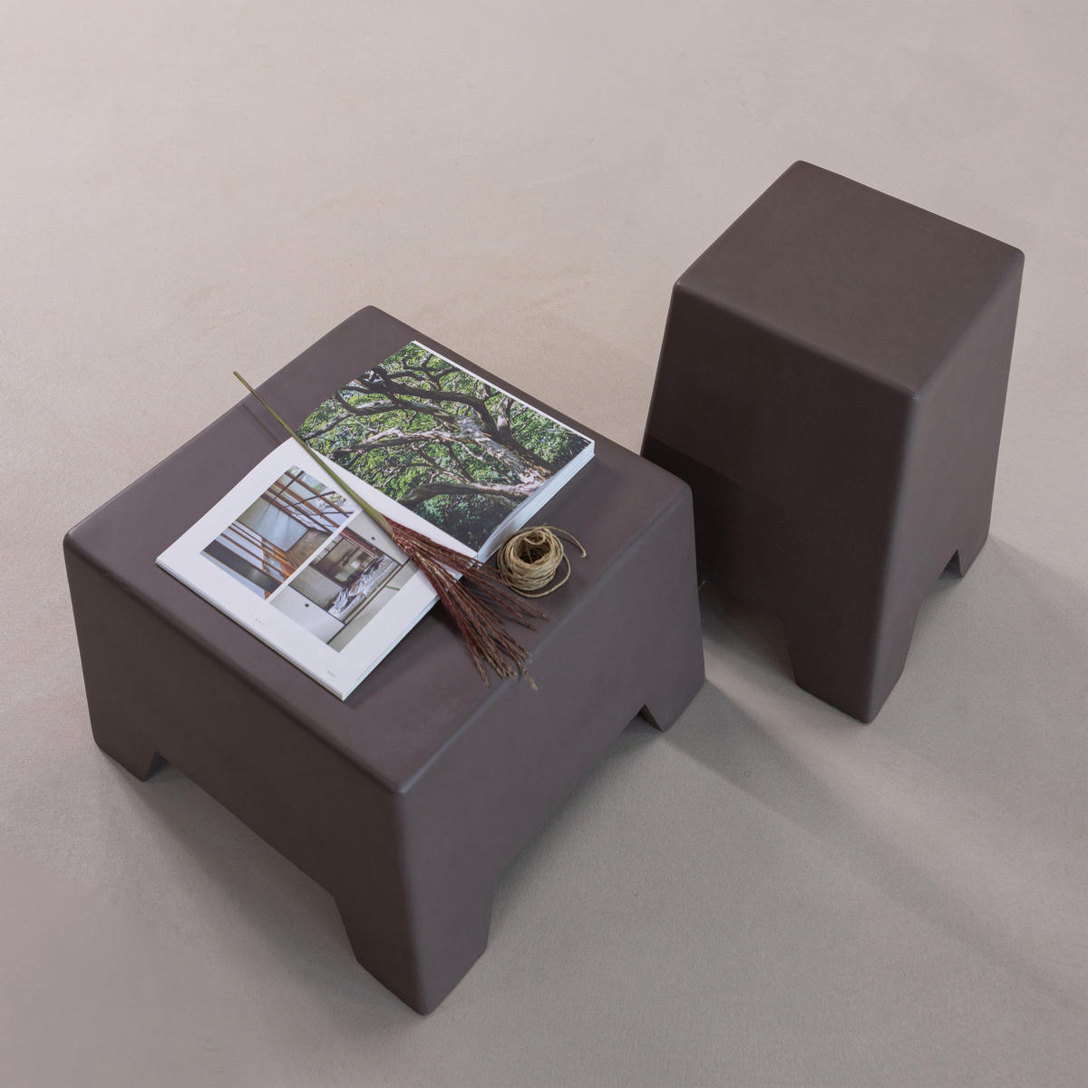 BEISTELLTISCH in Glas, Keramik 50/50/36 cm  - Braun, Design, Glas/Keramik (50/50/36cm) - Livetastic