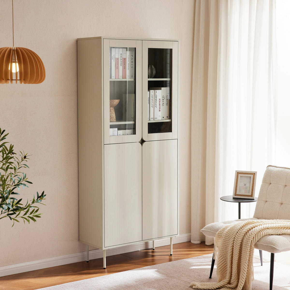 VITRINE  in Seidengrau  - Seidengrau, Design, Glas/Holzwerkstoff (80/186/35cm) - Xora