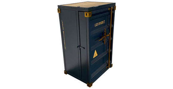 BARSCHRANK in Blau, Naturfarben, Goldfarben - Blau/Goldfarben, Trend, Holz/Metall (120/99/48cm) - Ambia Home