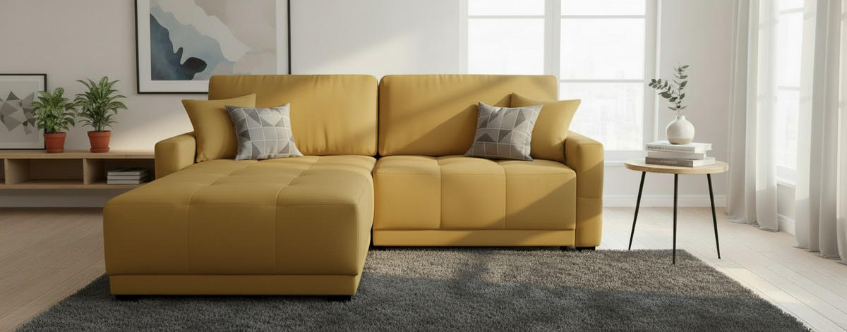 ECKSOFA Gelb Chenille, Struktur  - Gelb, Design, Textil (237/186cm) - MID.YOU