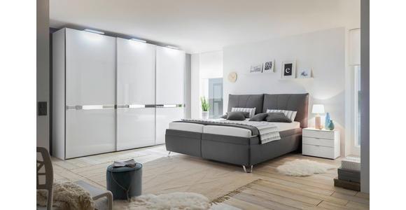 POLSTERBETT Matratze, gepolstertes Kopfteil, Lattenrost, Bettkasten Dunkelgrau 200/200 cm - Dunkelgrau/Silberfarben, KONVENTIONELL, Holz/Textil (200/200cm) - Dieter Knoll