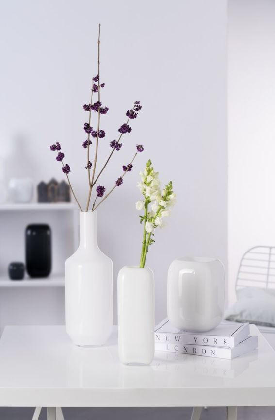 VÁZA, sklo, 27 cm - bílá, Basics, sklo (27cm) - Leonardo